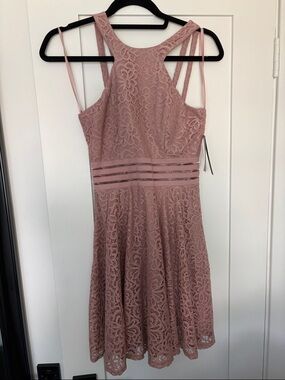 City Studio Dusty Rose Lace A-Line Mini Dress